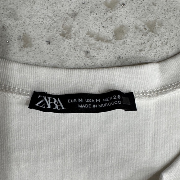 Zara White Women's Top with Black and gold Accents - Picture 2 of 5